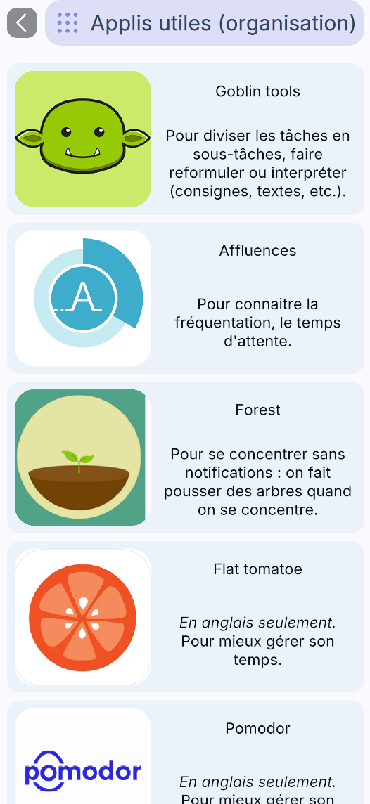 Sélection d'applications utiles pour l'organisation