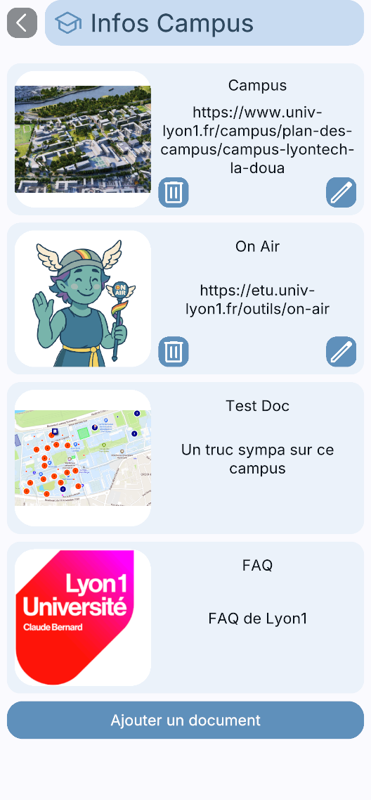 Accès centralisé aux informations et documents du campus