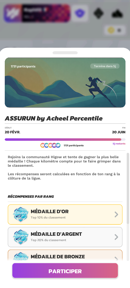 Ligue ASSURUN avec récompenses par rang (médailles or, argent, bronze)