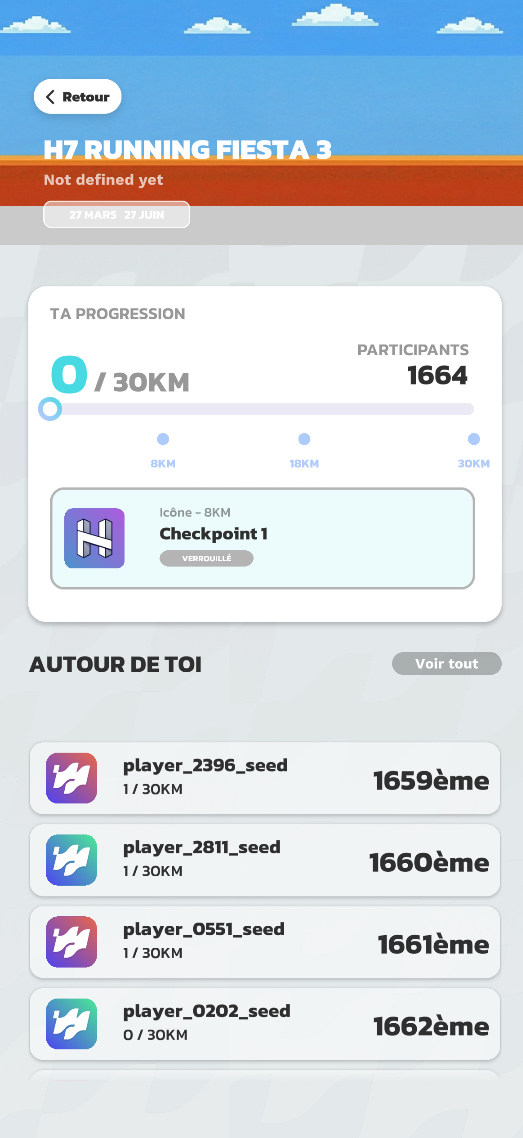 Progression sur un parcours et classement des joueurs autour de soi