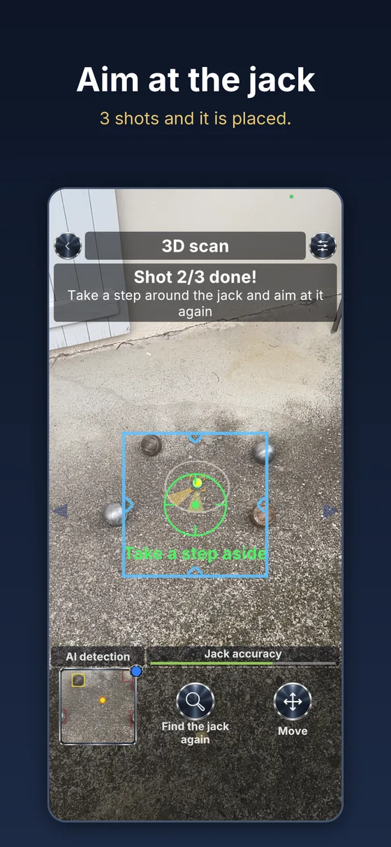 Aiming at the jack, second shot of three