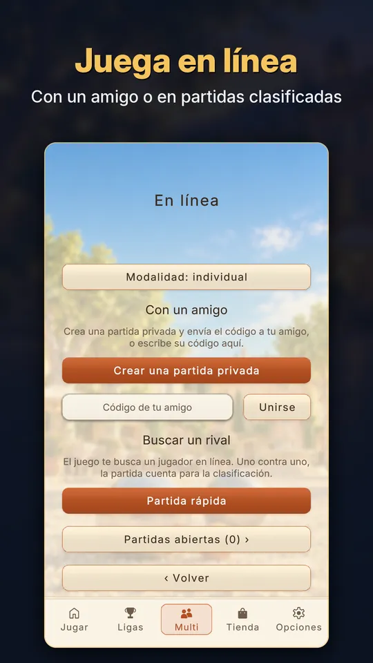 Juega en línea: con un amigo o en partidas clasificadas