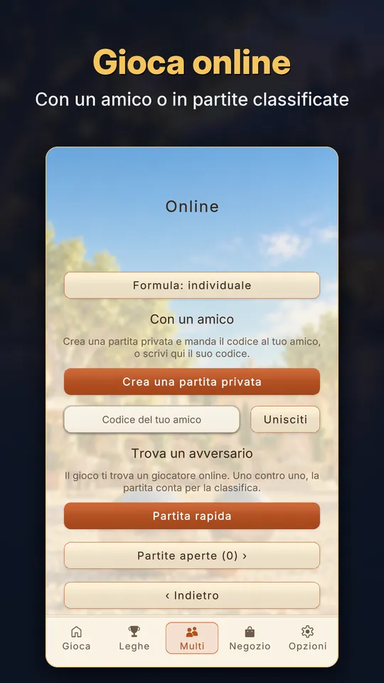 Gioca online: con un amico o in partite classificate