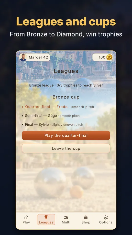 Leagues and cups: from Bronze to Diamond, win trophies
